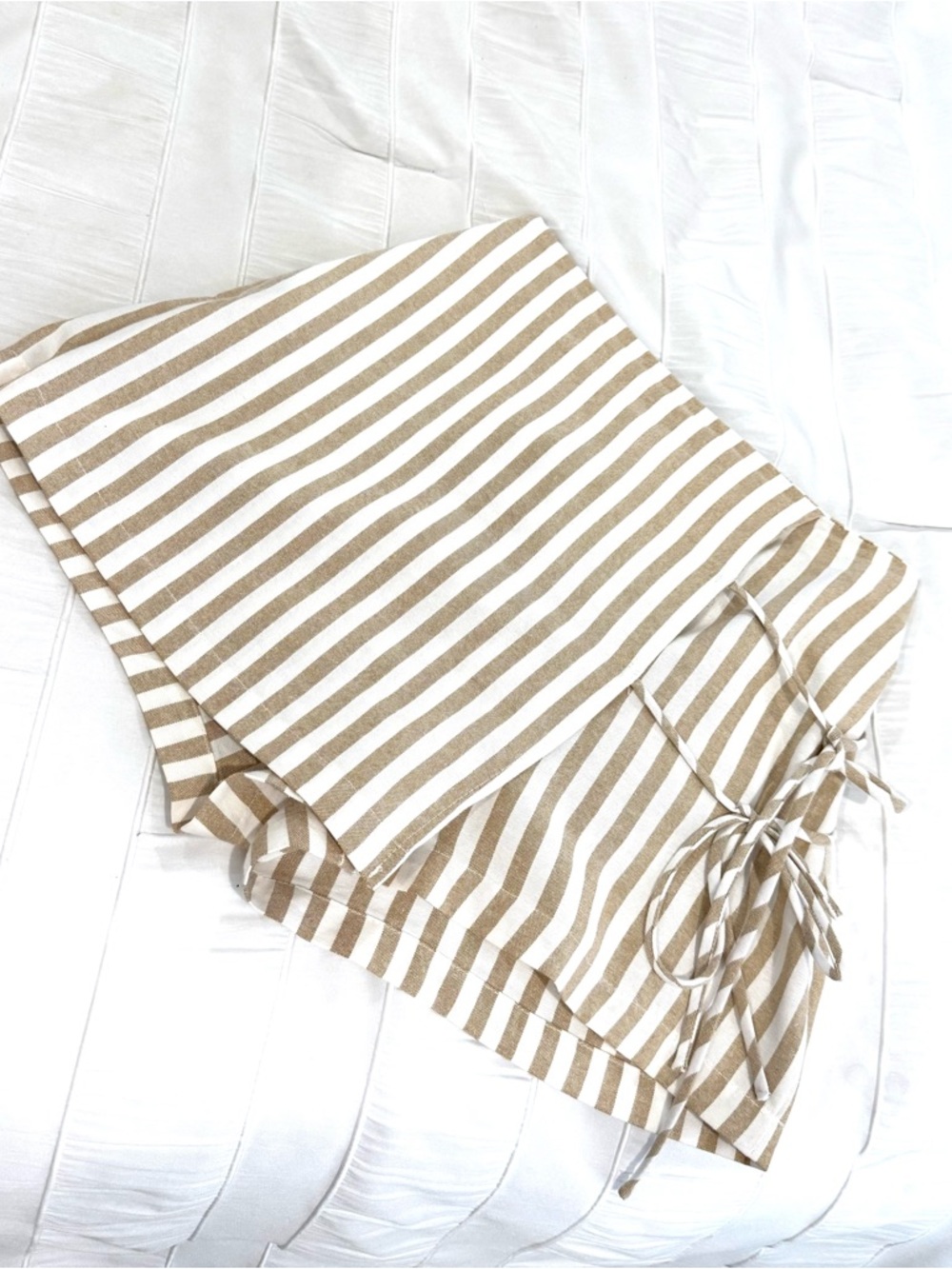 Like New! Striped Wrap Skort in White and Beige - Picture 2 of 10